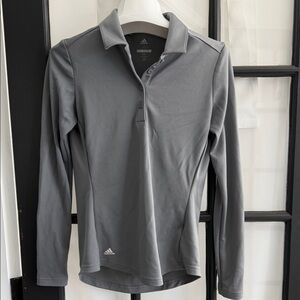 adidas golf Gray Long-Sleeve Polo Performance Top